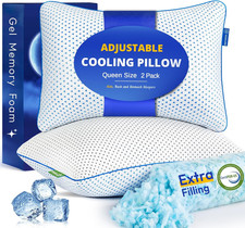 Adjustable Cooling Gel Memory Foam Pillows Queen Size Set of 2 for Sleeping  Br