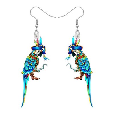Acrylic Macaw Parrot Earrings Dangle Hawaiian Jewelry Tropical Bird Earring - 04