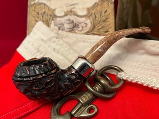 Peterson Derry Rusticated (999) Fishtail Unsmoked w/ Orig. Box & Pipe Sock