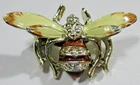 VTG BUMBLEBEE BEE BUG yellow black Gold tone metal enamel wear craft Brooch Pin