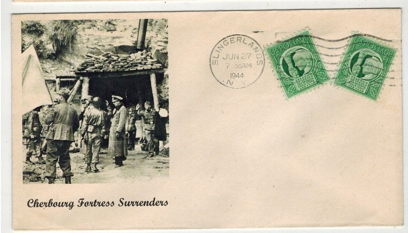 WW2 PATRIOTIC LEGALLEZ  HPS ADDON 1/1 MADE 6/27/44 CHERBOURG FORTRESS SURRENDERS