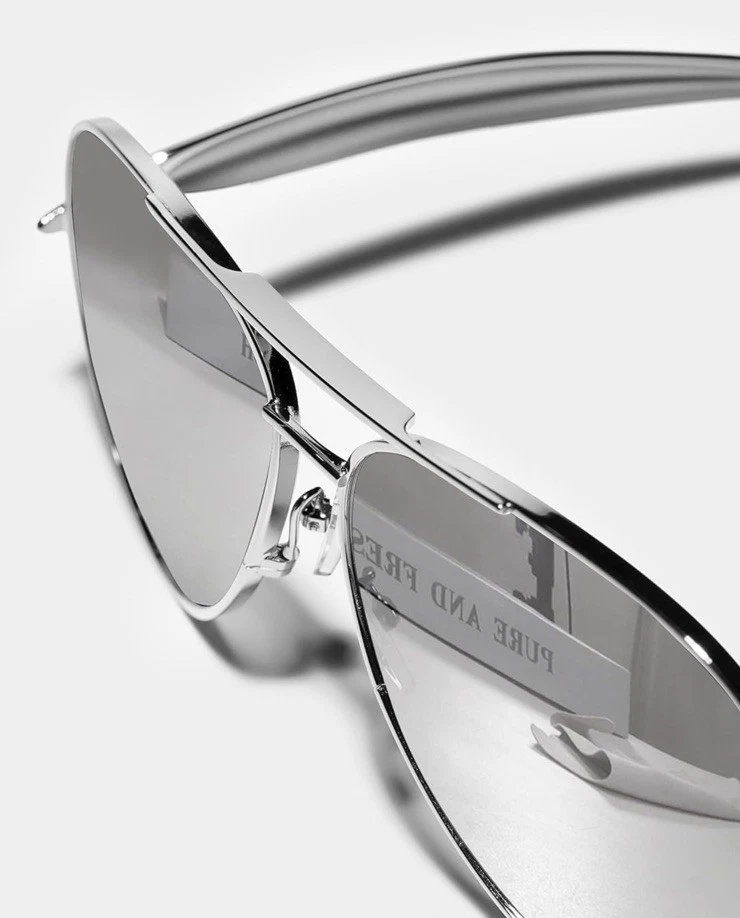 Gafas de sol con espejo de marca de lujo plateadas para mujer estilo piloto diseñador de moda Italia Foto 2 de 4