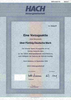 HACH AG 1989 Groß Bieberau Oppermann Neumünster Werbemittel 50 DM Vorzüge Kupons