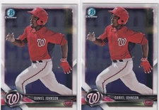 LOT (2) 2018 BOWMAN CHROME PROSPECTS RC DANIEL JOHNSON NATIONALS - Y3791