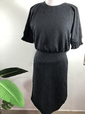 Ann Taylor Black Pleated Bottom 3/4 Sleeve Dress