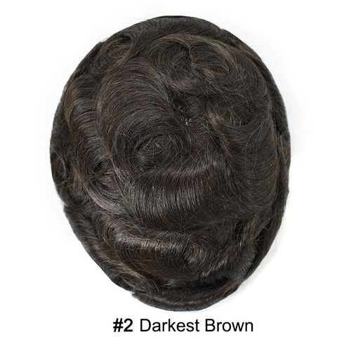 Mens Toupee Full Poly Hairpiece All Skin PU Human Hair Replacement System Wig US - Picture 15 of 88
