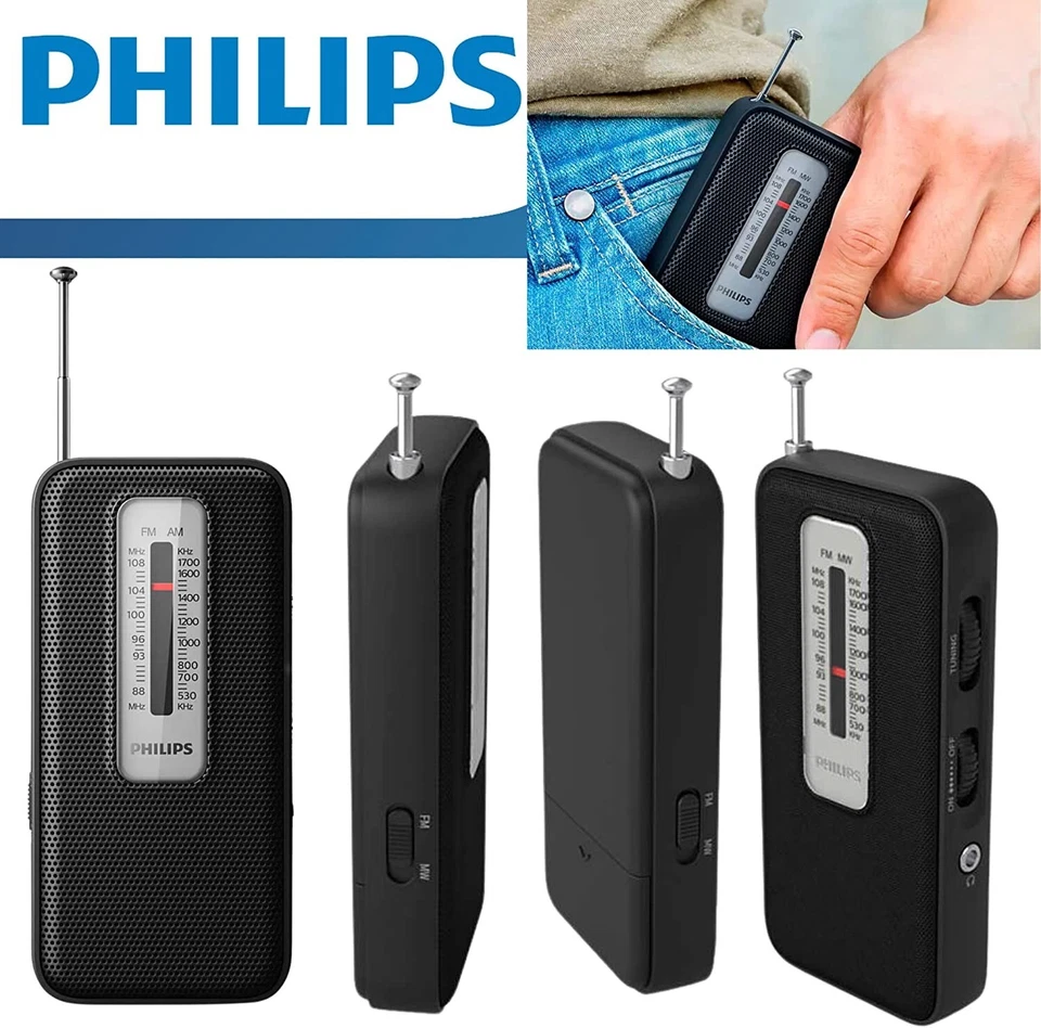 Philips AM FM Battery Operated Portable Pocket Radio, AM FM Compact Transistor - Image 2 of 4