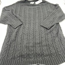 BB Dakota Black Cable Knit Sweater Dress Size Large Wool Blend NWT