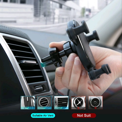 1pc Car Phone Holder Air Vent Gravity Design Mount Cradle Stand Accessory Black - Foto 10 di 12