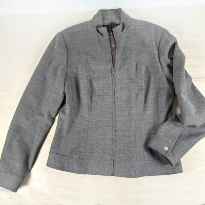 Finity Studio Wool Blend Jacket Women's 10 Brown tweed Pristine!