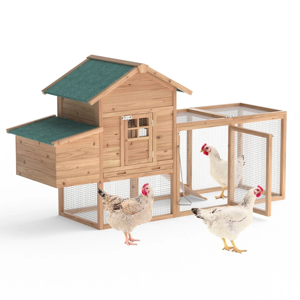 GOJOOASIS 80" Wooden Chicken Coop Hen House Pet Hutch Poultry Cage Outdoor w/Nest Box&Run