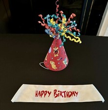 Build-a-bear Workshop Red Birthday Party Hat  Happy Birthday White Sash In EUC
