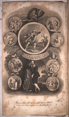 1825, 2 Vol, DRAMATIC WORKS OF WILLIAM SHAKSPEARE, SPANISH CALF LEATHER BINDINGS - Picture 9 of 11