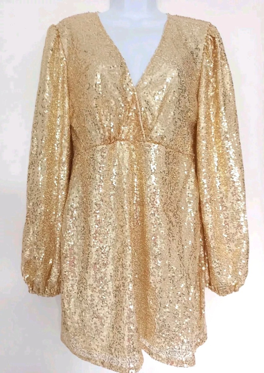 green emerald velvet dress Glitter One-Shoulder Mini Dress Gold
