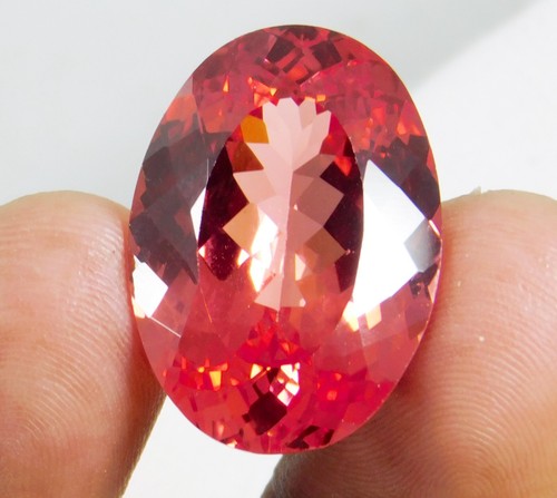 Zafiro Padparadscha genuino natural impecable 37,80 quilates forma ovalada piedra preciosa - Imagen 15 de 17