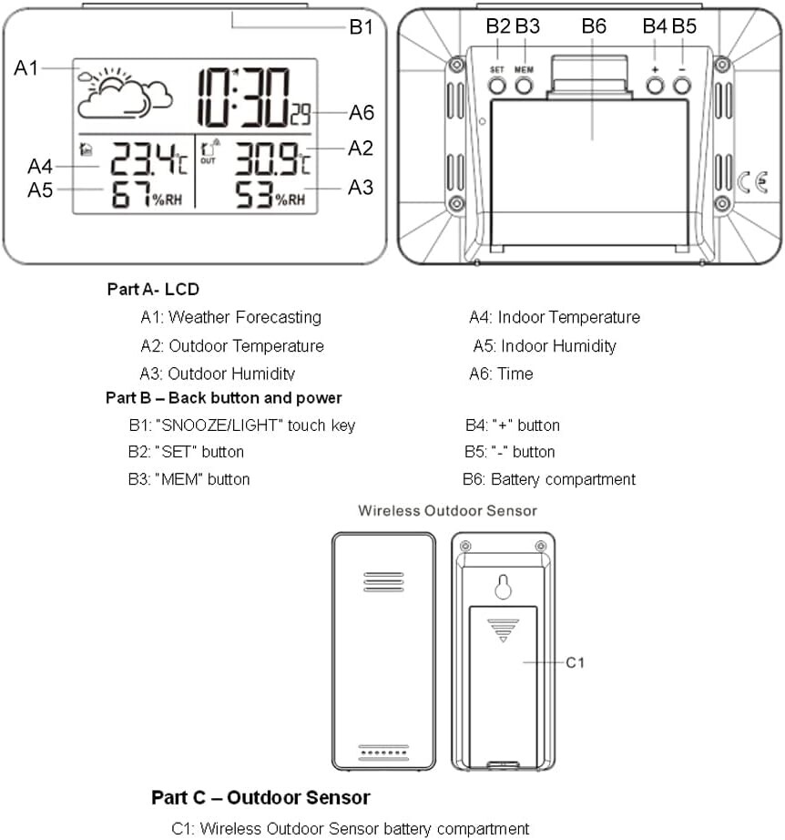 FJ3364 Digital Alarm Clock Wireless Weather Station eBay