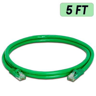 5 PACK Cat5e Cable Green Cat 5 Patch Cord Ethernet RJ45 Connectors LAN Wire