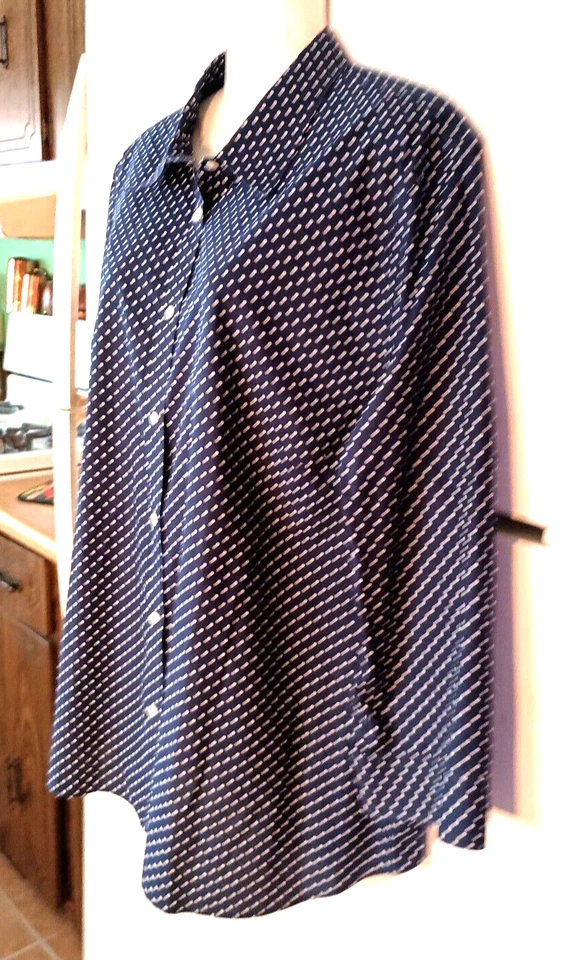 BLUSA RALPH LAUREN SIN HIERRO AZUL MARINO BLANCO LUNARES 100% ALGODÓN TALLA GRANDE 3X Foto 2 de 4