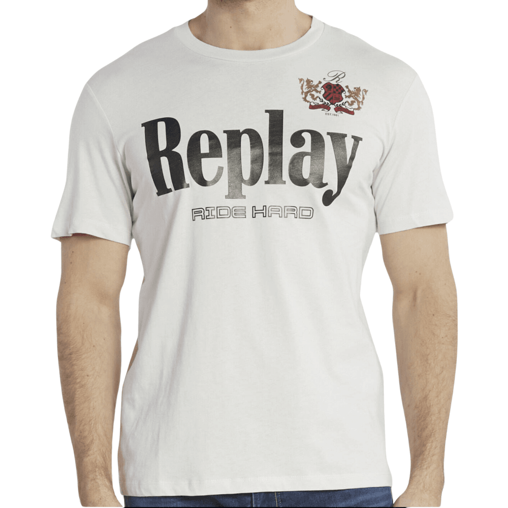 【REPLAY】★Panther T-Shirt★ Replay Graphic Logo Round Neck White T-Shirt | eBay