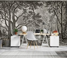 Carta da parati 3D disegnata a mano Foresta R1126 autoadesiva rimovibile Luna