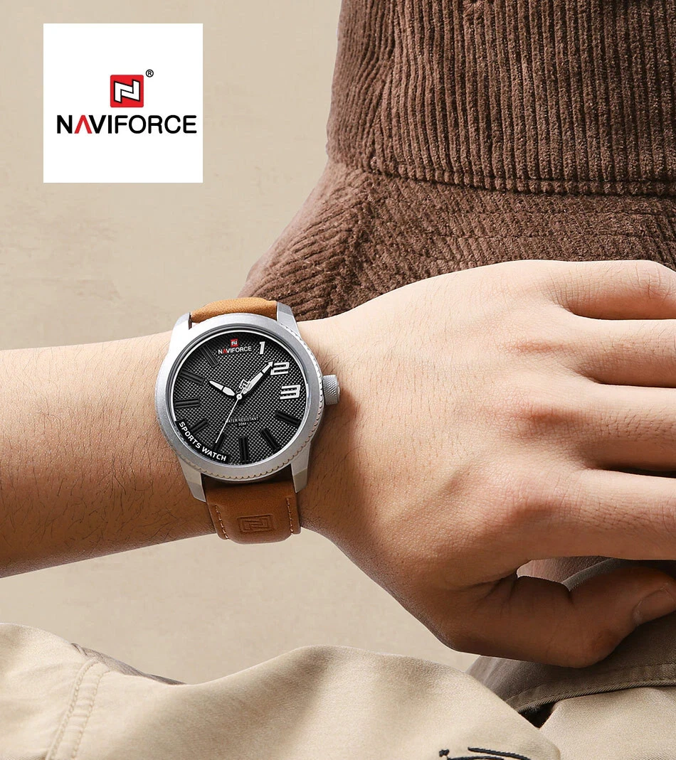 NAVIFORCE Orologio Uomo Militare Quadrato – Cronografo Con Calendario – Cinturino In Pelle – 45 Mm - 2