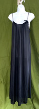 Vtg Vanity Fair Mayfair Black Nightgown Silky Nylon Slit Spaghetti Strap Sz S