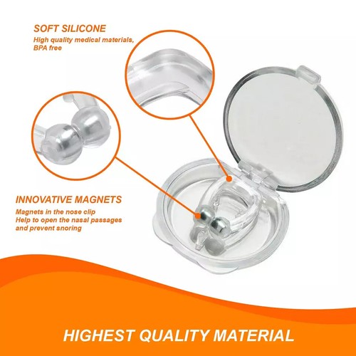 2x Anti Snore Magnetic Silicone Nose Clip Stop Snoring Apnea Aid Device Stopper - Picture 3 of 7