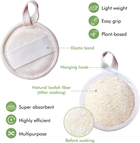 Natural Loofah Gentle Exfoliating Face Scrubber (12 Pack) - Organic Facial Clean - Picture 2 of 12