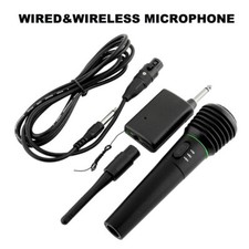 2in1 Wireless/Wired VHF Professional Microphone Handheld System Karaoke Receiver