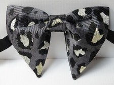 NEW Handmade Leopard Vintage style Bow tie 70 s Grey,Black Metallic Wedding Prom