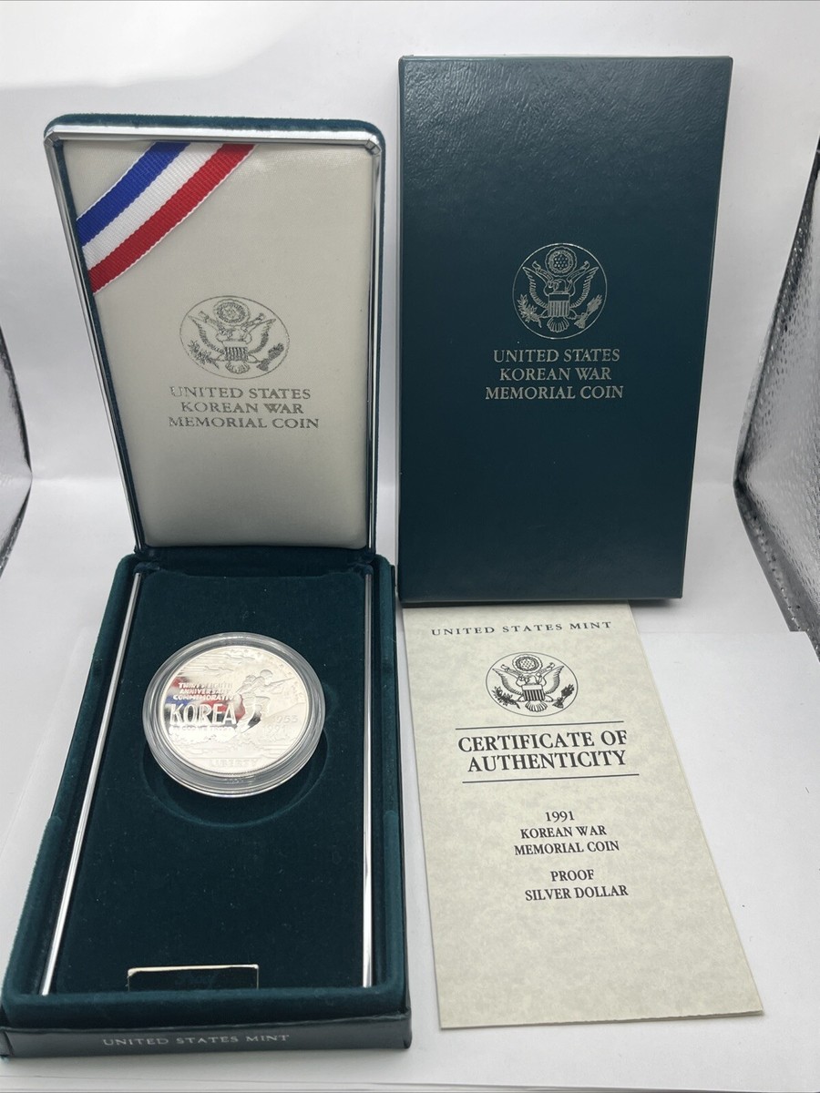 1991-P Korean War Memorial Commem. 90% Silver Dollar Proof Coin w