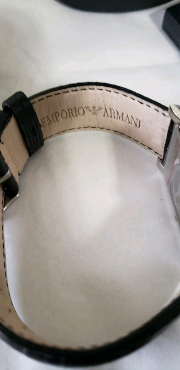 時計 EMPORIO ARMANI AR-0147 MENS QUARTZ NIB Emporio Armani Classic Quartz Men's Black Leather Watch