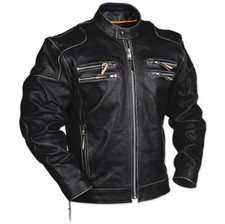 Men's Rivet Motorcycle Gangster Black Real Leather Jacket