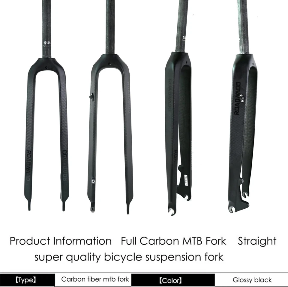 ROADNADO Mountain Bike Forks Carbon Fork 28.6mm 26/27.5/29 in MTB Carbon 1-1/8" - Image 2 of 4