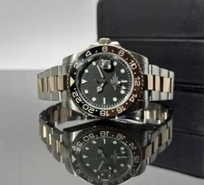 Custom 40mm “Root Beer” GMT Style Mod Watch Two Tone Rose Gold w/ NH34 Automatic