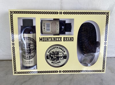 MOUNTAINEER BRAND Complete Beard Care Kit Timber Beard Oil Balm Wash Brush New