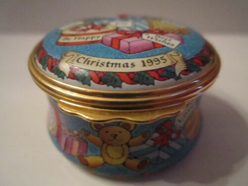 HALCYON DAYS ENAMEL BOX CHRISTMAS 1995 25TH ANNIVERSARY - 2" X 1 3/4" X 1" - Picture 3 of 5