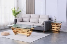 Designer Couchtisch vergoldet 115cm Breite