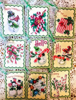 9 Vintage Christmas Holidays~Gift Hang Tags~Junk Journals~Cards