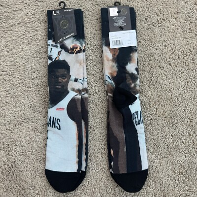 New Orleans Pelicans Socks Men s Lg 6-12 Zion Voltage Graphics Crew - 2 Pair NWT