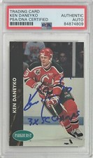 Ken Daneyko  auto insc 1992 Pro Set card #317 PSA Encapsulated New Jersey Devils