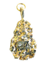  Pendant Gold Plated Nugget Charm Cubic Zirconia 1/2 OZ For Necklace Chain Gift 