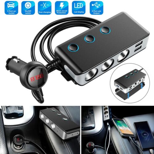 12V 3Way Car Cigarette Lighter Socket Splitter 4 USB Charger Power Adapter QC3.0 - Picture 1 of 4