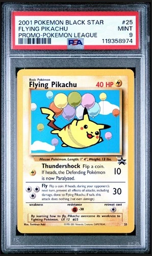 Pokemon 2001 Flying Pikachu #25 WOTC Black Star Promo League PSA 9 MINT