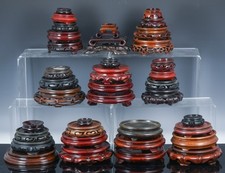 ESTATE LOT CHINESE CARVED ROSEWOOD VASE BOWL DISPLAY STANDS SMALL MEDIUM SIZE #2