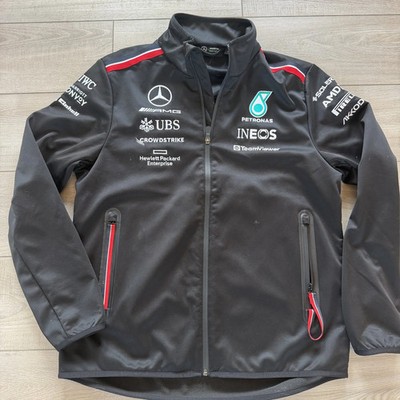 Mercedes AMG Petronas F1 Team Softshell Jacket Mens L Black Full Zip Racing