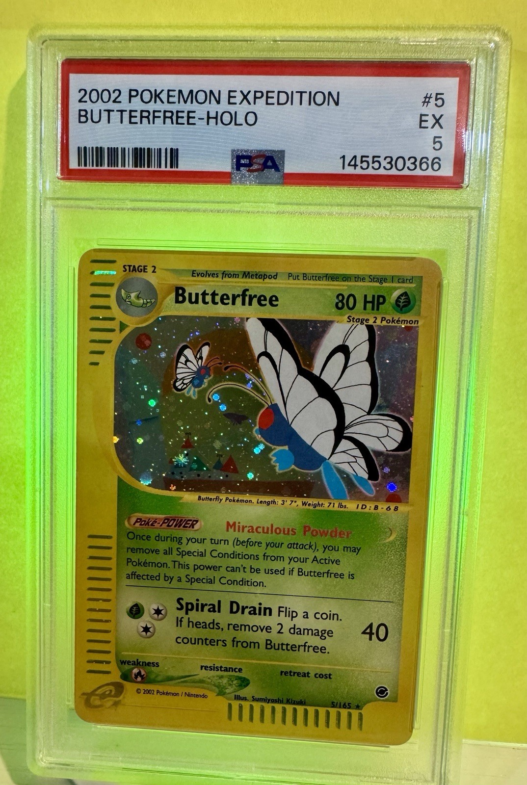 Pokemon TCG Butterfree 2002 Expedition Base Set Holo Rare 005/165 PSA 5
