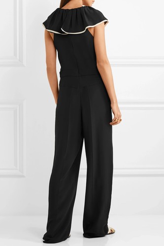 CHLOE JUMPSUIT mit RÜSCHEN SCHWARZ SEIDE CREPE DE CHINE $ 2.395 Gr. 40 US 8 - Bild 14 von 24