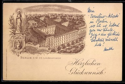 Lithographie Berlin-Kreuzberg, Institut der Ursulinerinnen, Lindenstrasse 