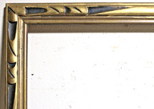 ANTIQUE ARTS CRAFTS FITS 18 X30 WOOD PICTURE FRAME ORNATE GOLD GILT BLACK CARVED